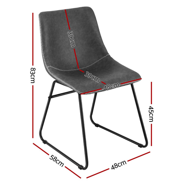 Artiss 4X Retro Pu Leather Kitchen Lounge Cafe Accent Chair Grey Dining Chairs