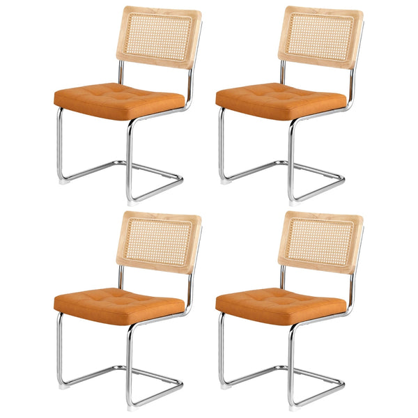 Artiss Set Of 4 Pu Leather Rattan Cantilever Brown Dining Chairs