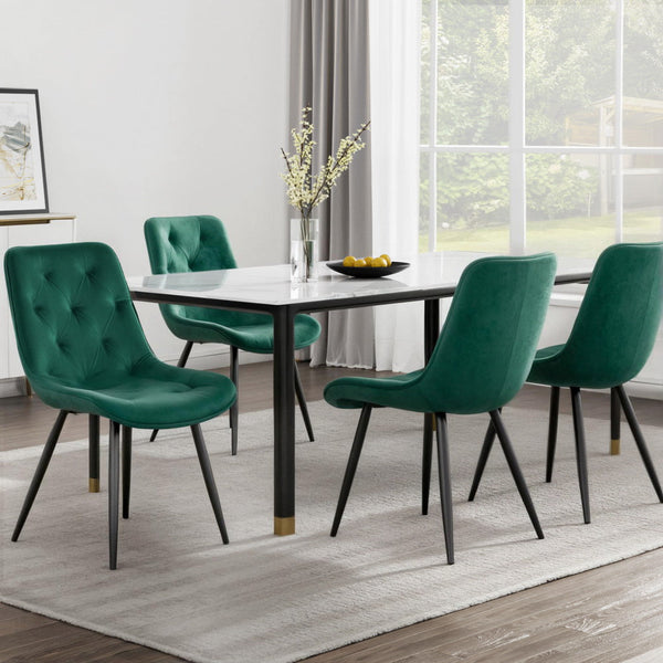 Artiss Set Of 4 Velvet Diamond Tufted Green Dining Chairs