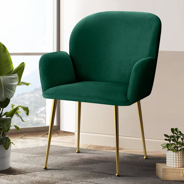 Artiss Set Of 2 Velvet Armchair Green Dining Chairs