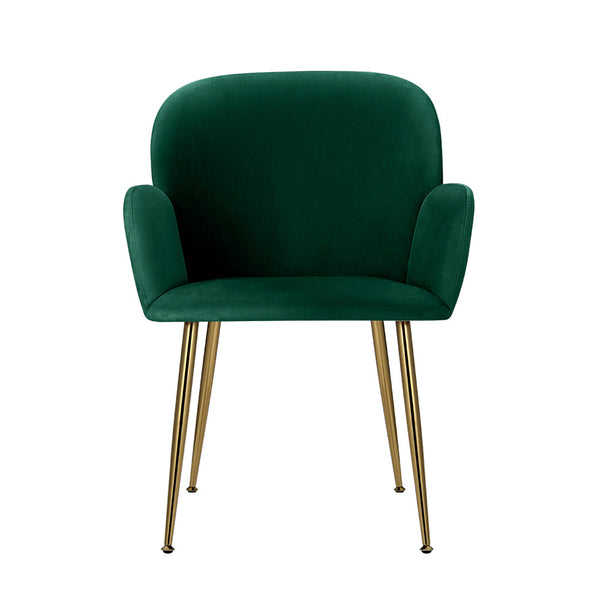 Artiss Set Of 2 Velvet Armchair Green Dining Chairs