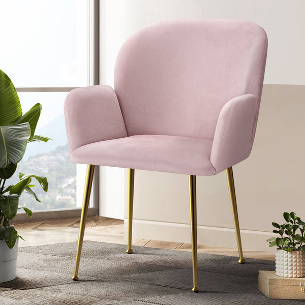 Artiss Set Of 2 Velvet Armchair Pink Dining Chairs