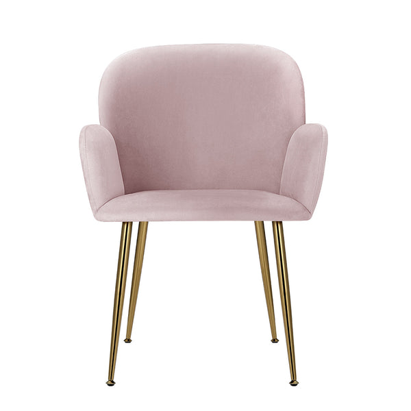 Artiss Set Of 2 Velvet Armchair Pink Dining Chairs