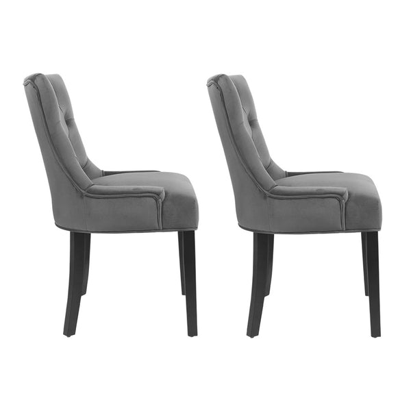 Artiss Set Of 2 Velvet French Provincial Grey Dining Chairs