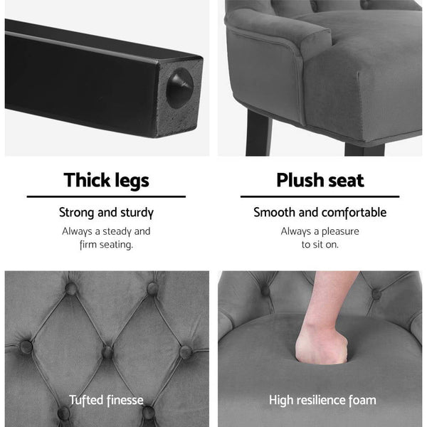 Artiss Set Of 2 Velvet French Provincial Grey Dining Chairs