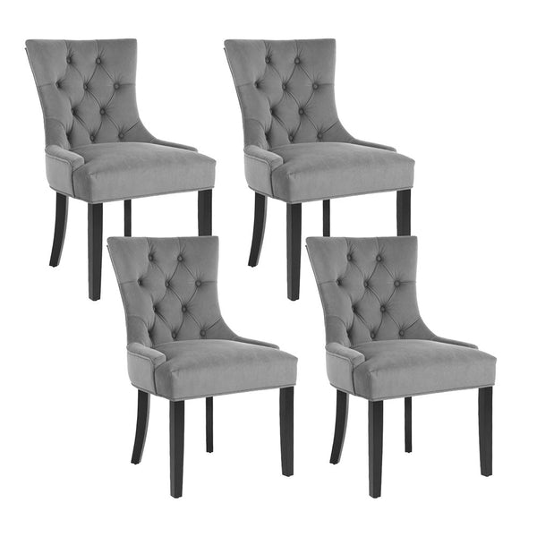 Artiss Set Of 4 Velvet French Provincial Grey Dining Chairs