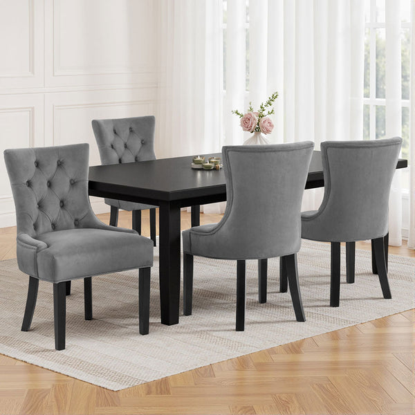 Artiss Set Of 4 Velvet French Provincial Grey Dining Chairs