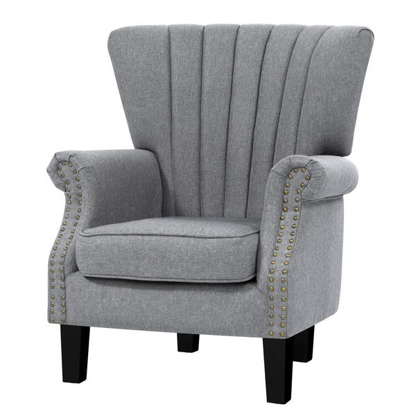 Artiss Armchair Wingback Grey Andrew Sofas Armchairs & Couches