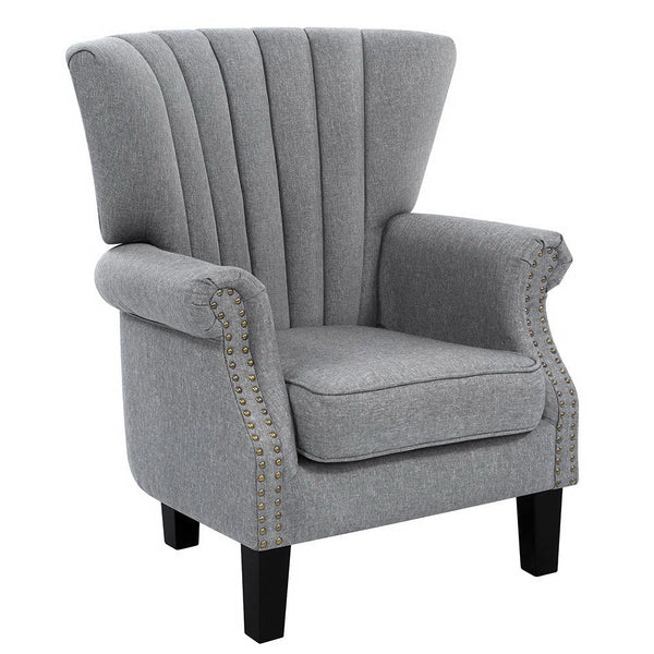 Artiss Armchair Wingback Grey Andrew Sofas Armchairs & Couches