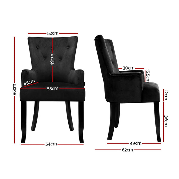 Artiss Velvet Dining Chair French Provincial Armchair Black Furniture For Home Dining Chairs