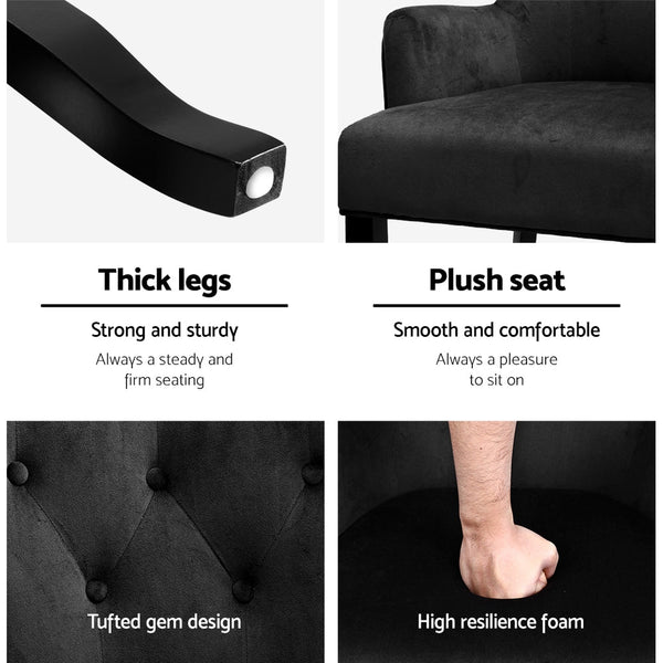 Artiss Velvet Dining Chair French Provincial Armchair Black Furniture For Home Dining Chairs