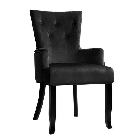 Artiss Velvet Dining Chair French Provincial Armchair Black Furniture For Home Dining Chairs