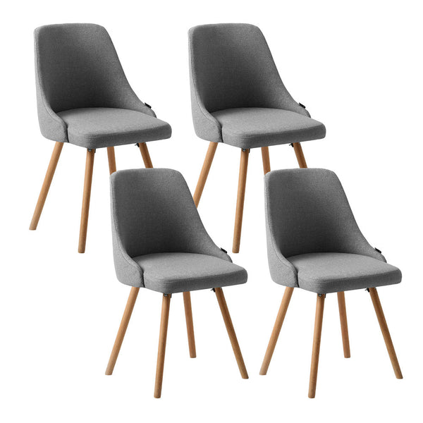 Artiss Set Of 4 Fabric Wooden Grey Dining Chairs