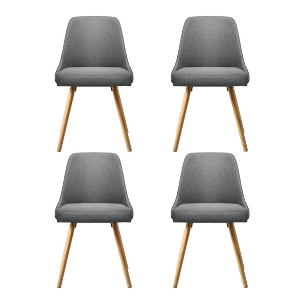 Artiss Set Of 4 Fabric Wooden Grey Dining Chairs