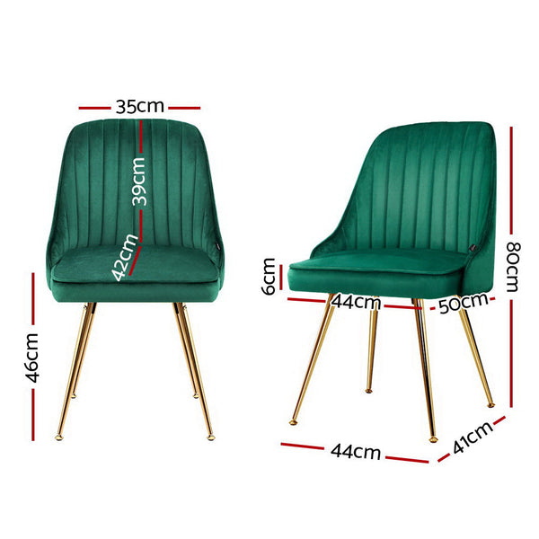 Artiss Set Of 2 Velvet Channel Tufted Green Dining Chairs