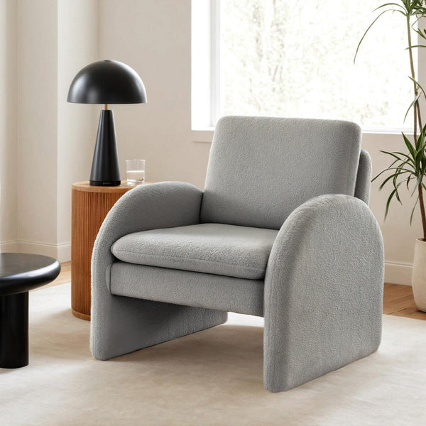 Artiss Armchair Accent Chair Lounge Tub Sofa Couch Curved Seat Boucle Grey Sofas Armchairs & Couches