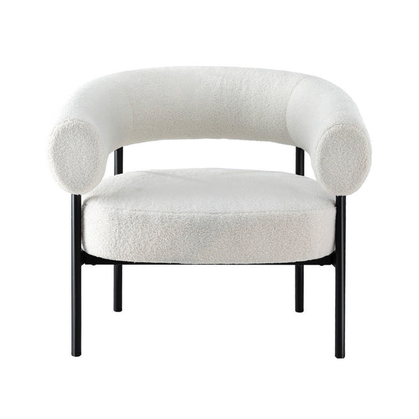 Artiss Armchair Accent Chair Curved Boucle White Sofas Armchairs & Couches