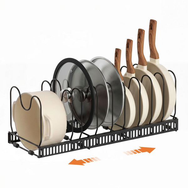 Artiss Expandable Pots And Pans Organizer Rack Black 59Cm Racks & Holders