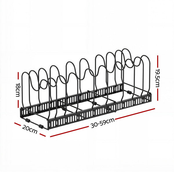 Artiss Expandable Pots And Pans Organizer Rack Black 59Cm Racks & Holders