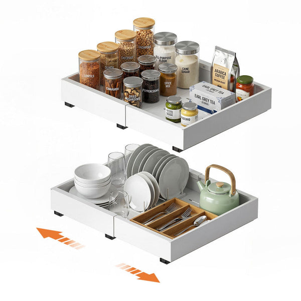 Artiss 2 Pack Expandable Cabinet Drawers White Cabinet Pulls