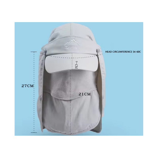 Elosung Grey Uv Protection 4 In Outdoor Sun Hat With Removable Flaps Hats
