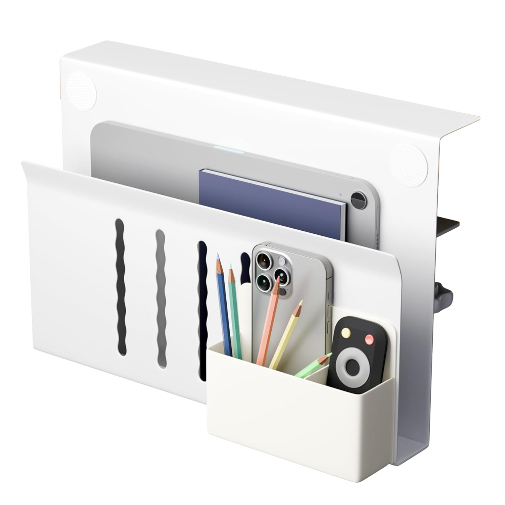 Carla Home Under Desk Side Laptop Holder Storage With No Drill Cable Management Tray And Pen For Office Other Home Organisation