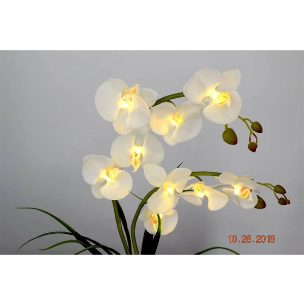 Led Battery Lighted Flower In Pot Orchid Blossom Phalaenopsis Holiday Wedding Home Decoration Gift Floral Décor