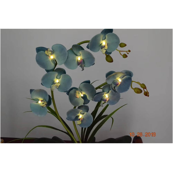 Led Battery Lighted Flower In Pot Orchid Blossom Phalaenopsis Holiday Wedding Home Decoration Gift Floral Décor