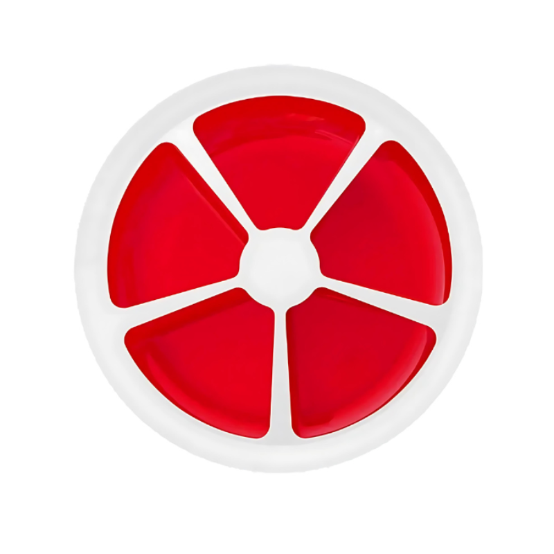 Food Container Red Round Grid Flower Shape Fruit Plate For Kitchen Dining Use Plates