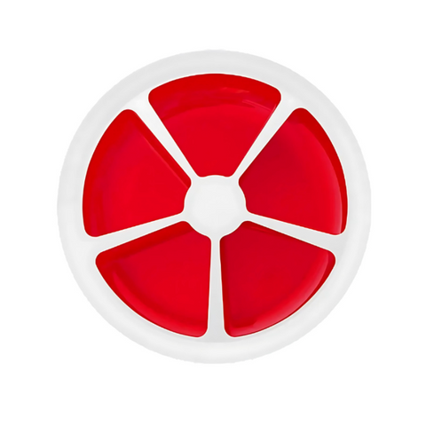 Food Container Red Round Grid Flower Shape Fruit Plate For Kitchen Dining Use Plates