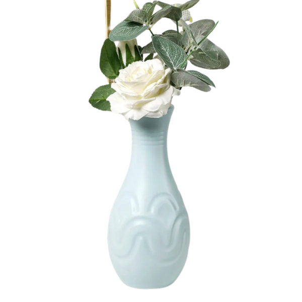 Flower Vase Light Green Small Wave Lines Pattern Nordic Pot Decor Vases