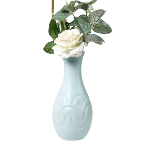 Flower Vase Light Green Small Wave Lines Pattern Nordic Pot Decor Vases