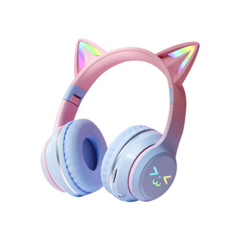 Headphone Blue Bluetooth Cat Ear Wireless Foldable Headset For Mobile Accessories Headsets