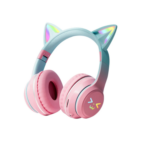 Pink Bluetooth Cat Ear Wireless Foldable Headset Over Headphones For Mobile Accessories Headsets