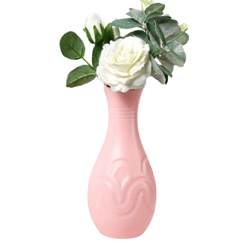 Flower Vase Pink Small Wave Lines Pattern Nordic Pot Decor Vases