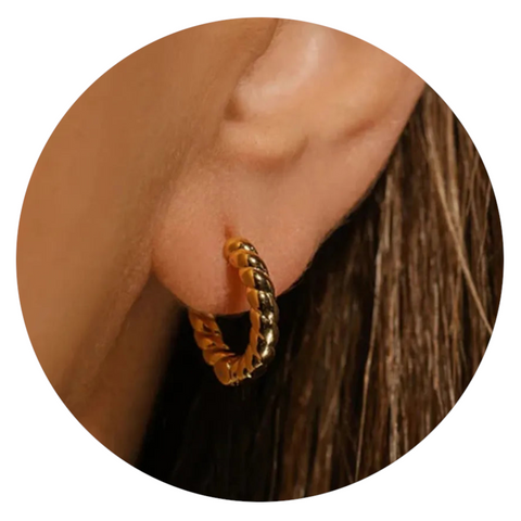 18K Gold Plated Stainless Steel Huggie Earrings