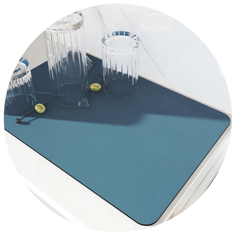 Super Absorbent Blue Kitchen Drying Mat For Dishes And Cups 50X60cm Extra Thick Cabinets & Cupboards