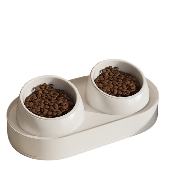 Elosung Cat Slanted Mouth Bowl Ceramic Double White 40 X 22 12Cm Dog Bowls