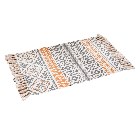 Elosung Bohemian Cotton Area Rug With Tassels Geometric Pattern Decorative Floor Mat 60*90Cm Door Mats & Floor Mats
