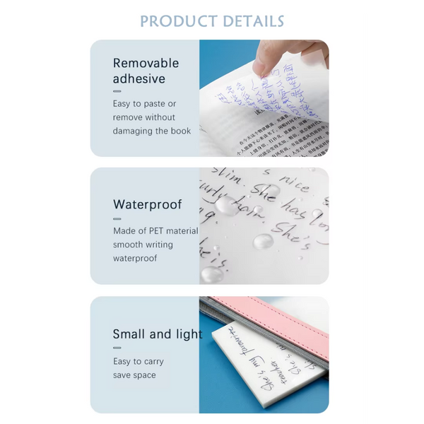 Waterproof Transparent Memo Pad Stationery For Office And School Use Sticky Notes