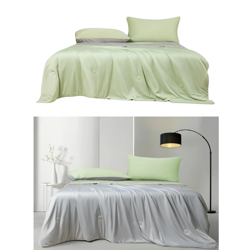 Gioia Casa Ice Cooling Reversible Summer Comforter Blanket (Green And Grey Queen/King) Blankets