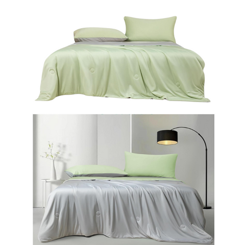 Gioia Casa Ice Cooling Reversible Summer Comforter Blanket (Green And Grey Queen/King) Blankets