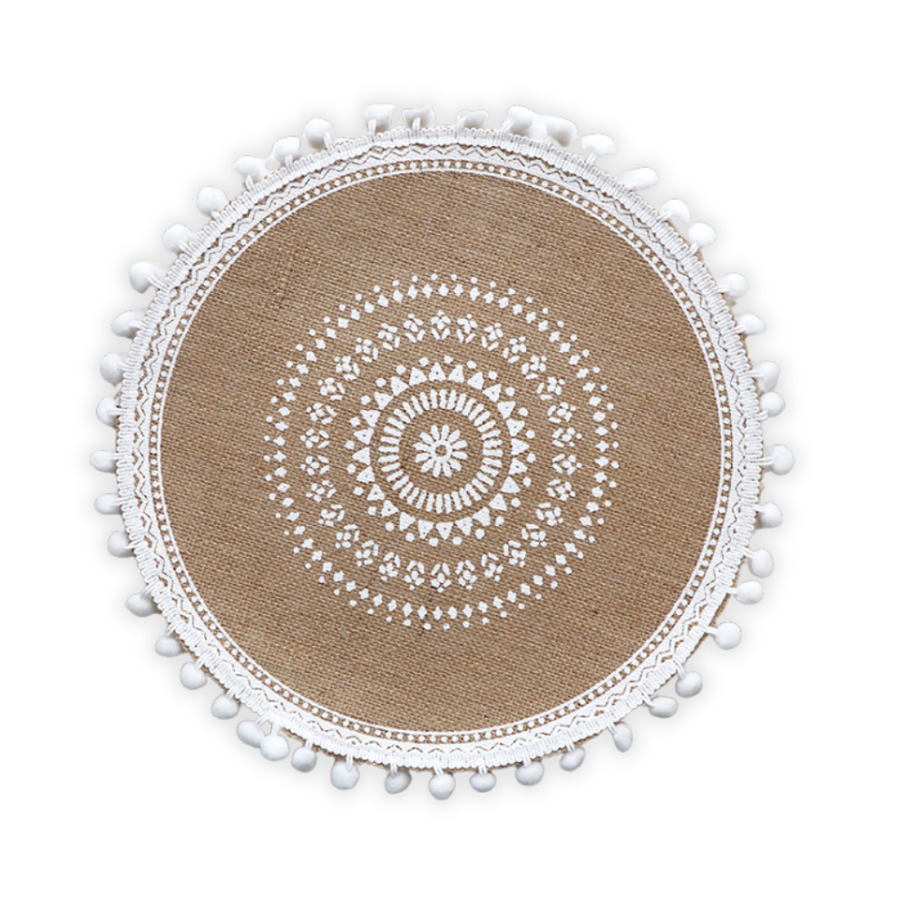 Elosung Bohemian Round Woven | Set Of 5 With Fringe Design Placemats