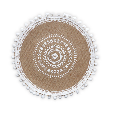 Elosung Bohemian Round Woven | Set Of 5 With Fringe Design Placemats