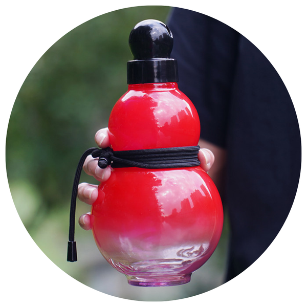 Elosung 32Oz Inspired Gourd Water Plastic Red Bottle Decorative Double Layer Flask With Calligraphy And Accessories Vacuum Flasks & Mugs