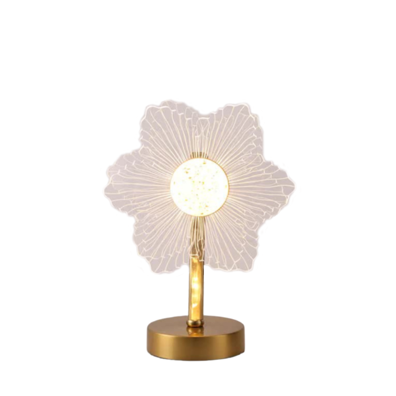 Elosung Flower Shape Luxury Acrylic Table Lamp Modern Usb Powered Night Light | Decorative For Bedroom Living Room And Bedside Compact Design With 3 C