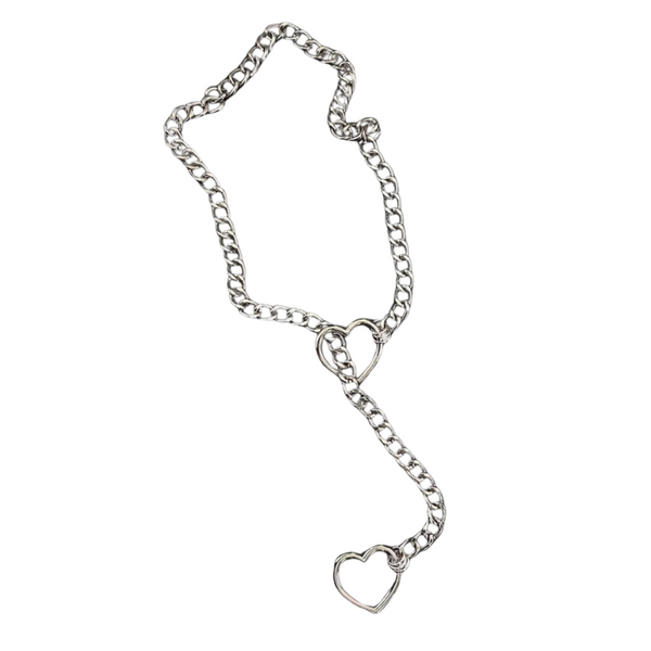 Veile Studios Retro Punk Metal Chain Necklace Trendy Hip Hop Personality Minimalist Peach Heart Necklaces & Pendants