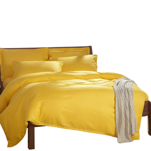 Styleforhome 100% Cotton Premium Doona Duvet Quilt Cover Set With Soft Pillowcases Yellow Pillow Cases