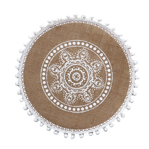 Elosung Bohemian Round Woven | Set Of 5 With Fringe Design Placemats
