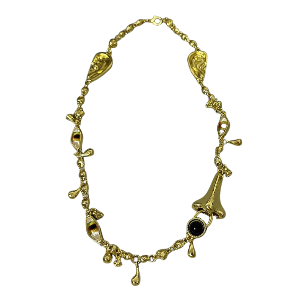 Veile Studios Retro Quirky Personality Ears Eyes Nose Necklace Temperament Collarbone Chain Necklaces & Pendants